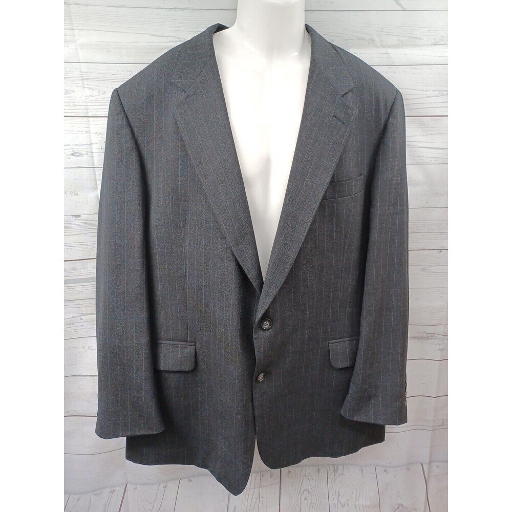 Vtg Botany 500 Couture Wool Mens Dark Gray  Blazer Sport Coat Pinstripe 48R